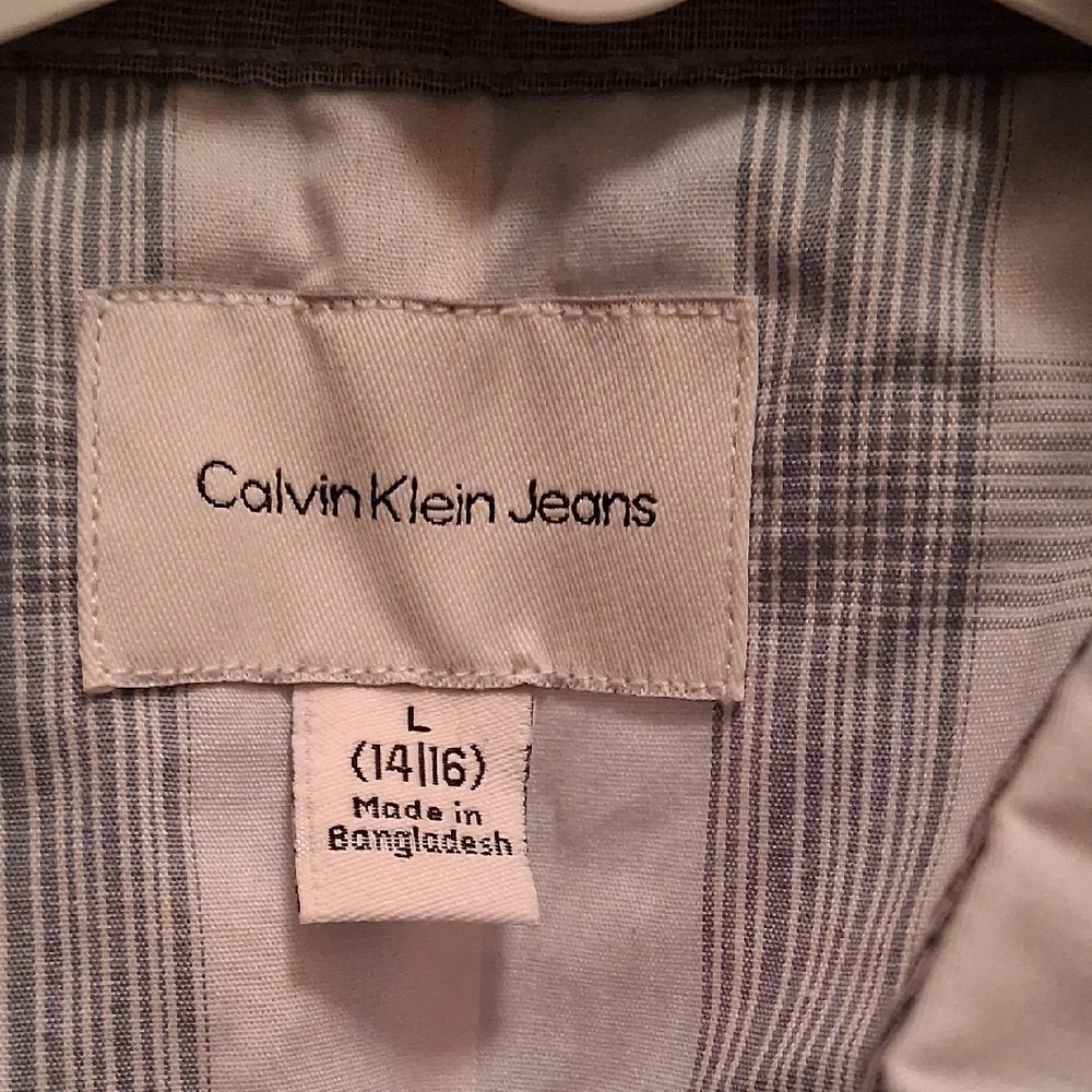 Calvin Klein Blue and White Casual Button Down Shirt